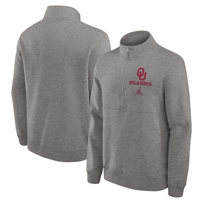 Men's Jordan Brand Heather Gray Oklahoma Sooners Primetime Club Half-Zip Pullover