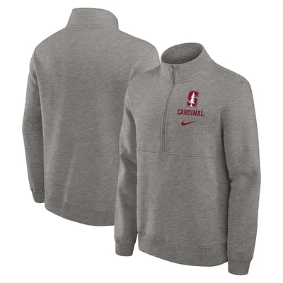 Men's Nike Heather Gray Stanford Cardinal Primetime Club Half-Zip Pullover