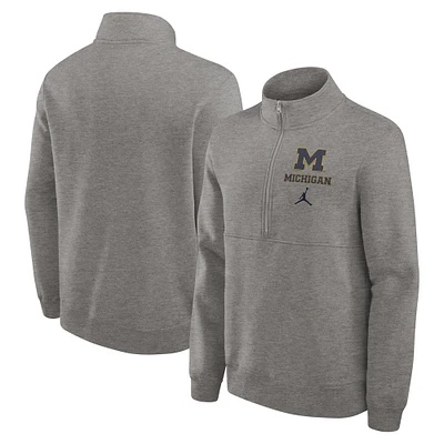 Men's Jordan Brand Heather Gray Michigan Wolverines Primetime Club Half-Zip Pullover