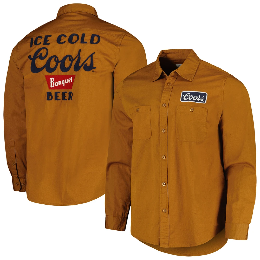 Men's American Needle Orange Coors Daily Grind Button-Up Long Sleeve Shirt