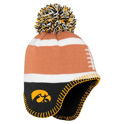 Toddler Fanatics Brown Iowa Hawkeyes Football Head Knit Hat with Pom