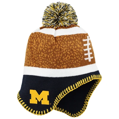 Toddler Fanatics Brown Michigan Wolverines Football Head Knit Hat with Pom
