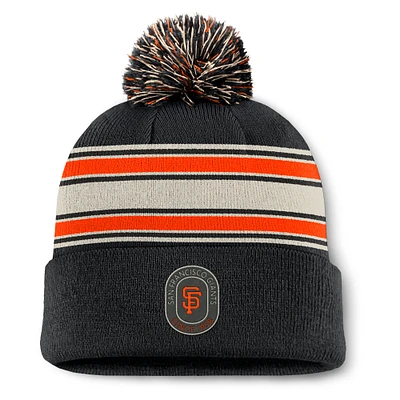 Men's Fanatics Black San Francisco Giants Fundamental Patch Cuffed Knit Hat with Pom