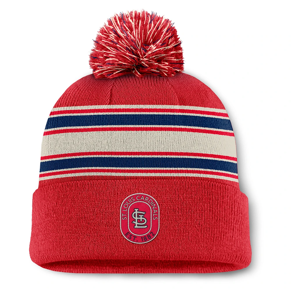 Men's Fanatics Red St. Louis Cardinals Fundamental Patch Cuffed Knit Hat with Pom