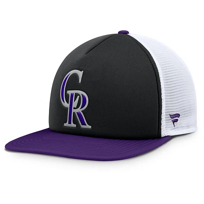 Men's Fanatics Black/White Colorado Rockies Fundamental Foam Front Snapback Hat