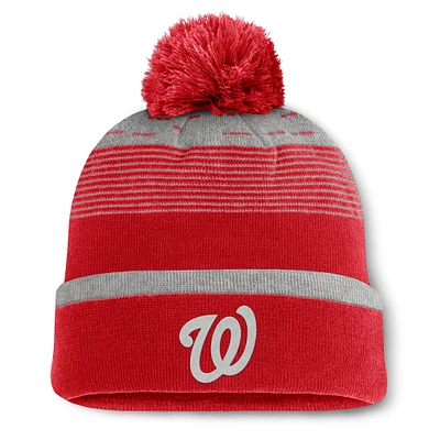 Men's Fanatics Red Washington Nationals Fundamental Gradient Cuffed Knit Hat with Pom