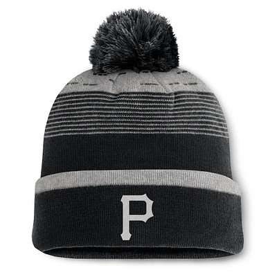 Men's Fanatics Black Pittsburgh Pirates Fundamental Gradient Cuffed Knit Hat with Pom
