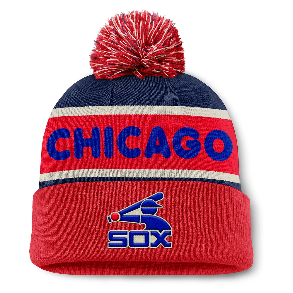 Men's Fanatics Navy/Red Chicago White Sox Heritage Cuffed Knit Hat with Pom