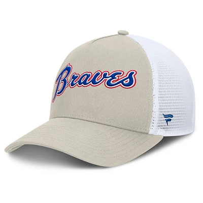 Men's Fanatics Khaki Atlanta Braves Heritage Light Khaki A-Frame Adjustable Hat