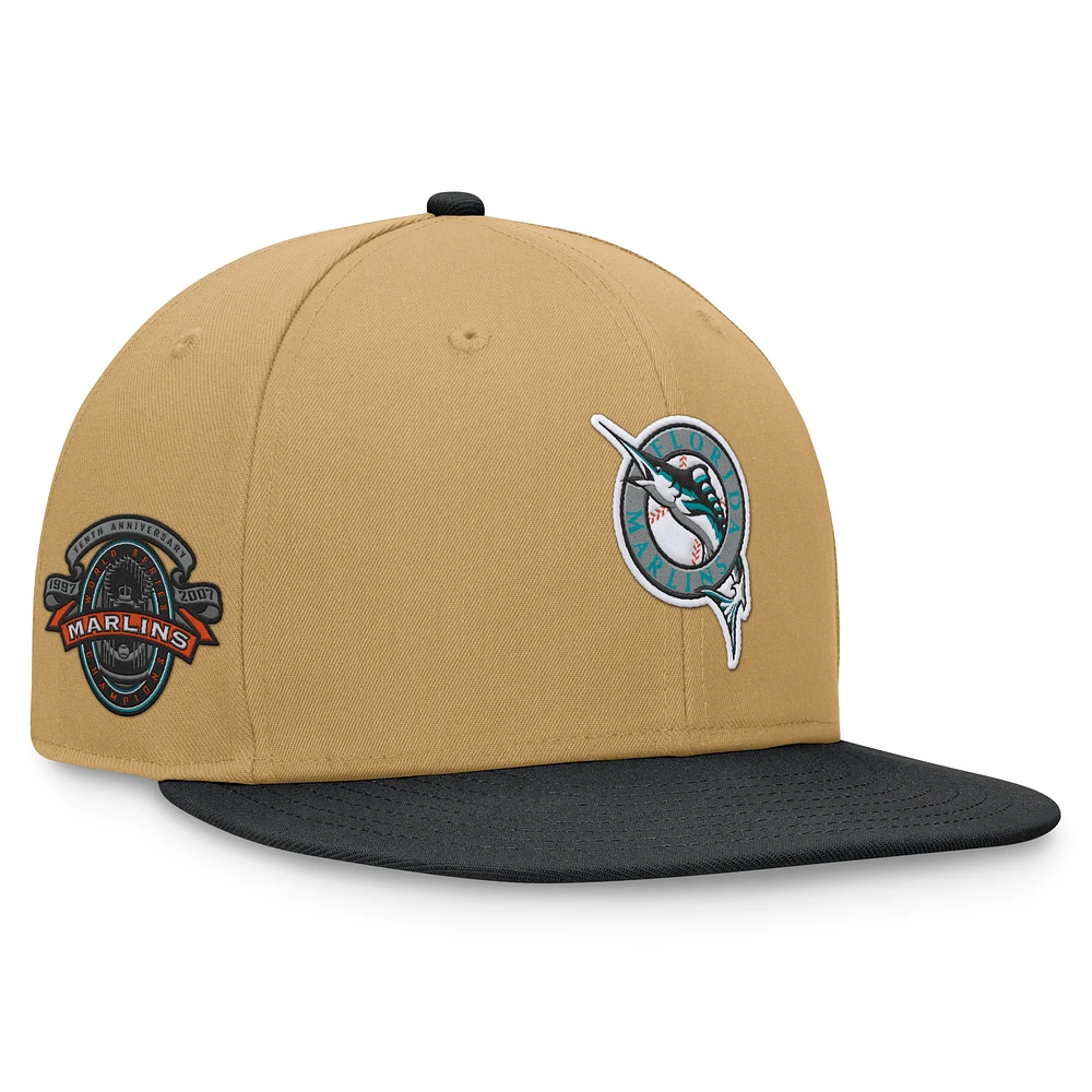 Men's Fanatics Khaki/Black Florida Marlins Heritage Two-Tone Fitted Hat