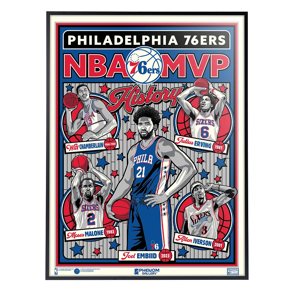 Phenom Gallery Philadelphia 76ers 18" x 24" Deluxe Framed Serigraph Print