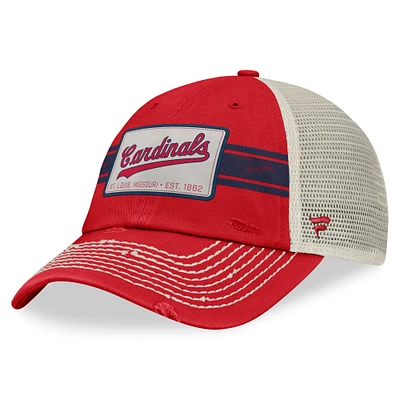 Men's Fanatics Red/Natural St. Louis Cardinals Heritage Stripe Trucker Adjustable Hat