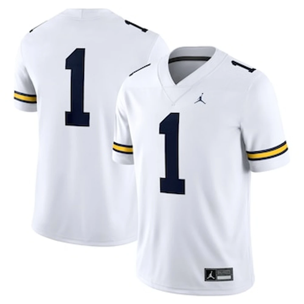 Men's Jordan Brand #1 White Michigan Wolverines Game Jersey