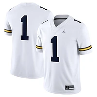 Men's Jordan Brand #1 White Michigan Wolverines Game Jersey
