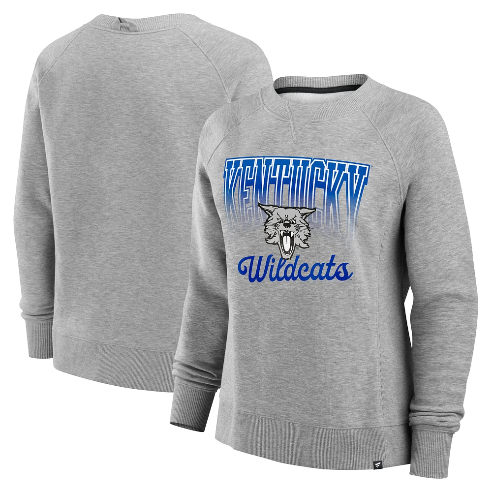 Women's Fanatics Heather Gray Kentucky Wildcats Training Camp Hit Hard Fleece Pullover Sweatshirt