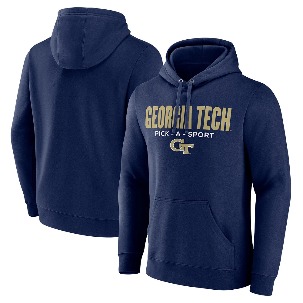 Men's Navy Georgia Tech Yellow Jackets Authentic Pick-A-Sport Pullover Hoodie