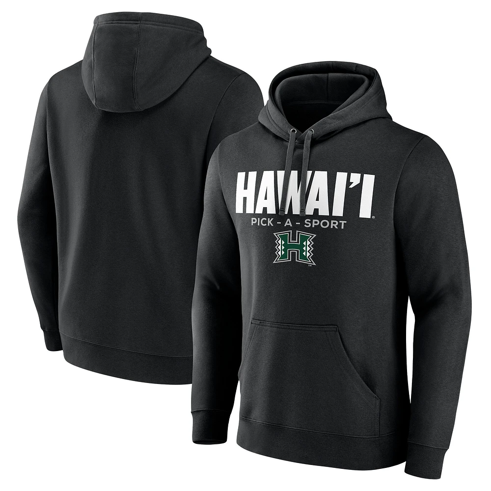 Men's Black Hawaii Rainbow Warriors Authentic Pick-A-Sport Pullover Hoodie