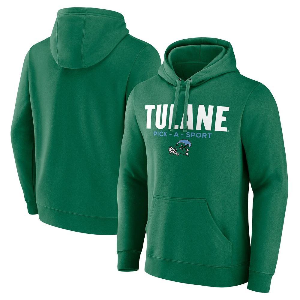 Men's Green Tulane Green Wave Authentic Pick-A-Sport Pullover Hoodie
