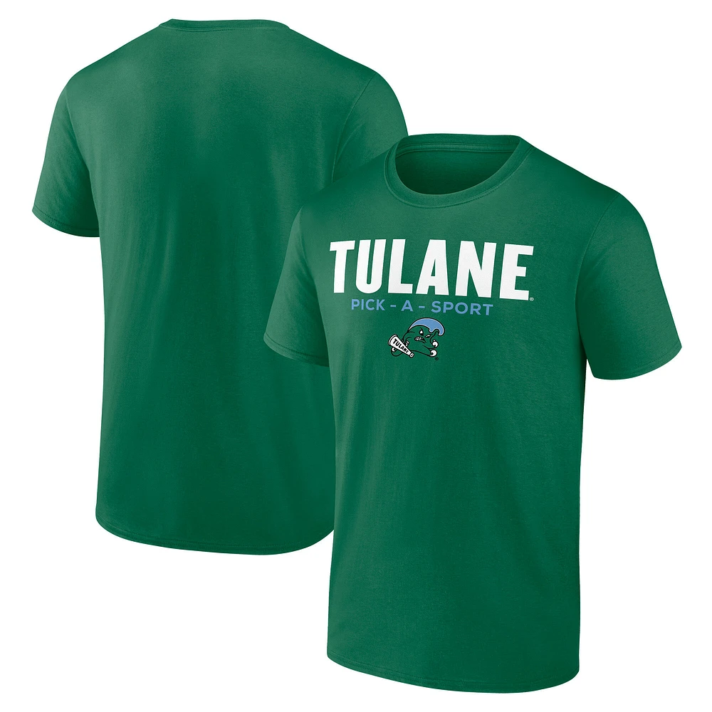 Men's Green Tulane Green Wave Authentic Pick-A-Sport T-Shirt