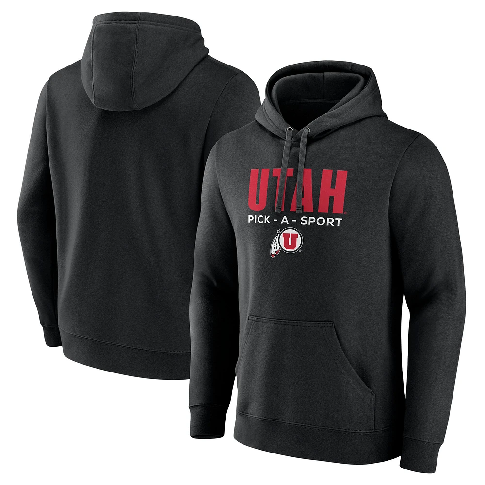 Men's Black Utah Utes Authentic Pick-A-Sport Pullover Hoodie
