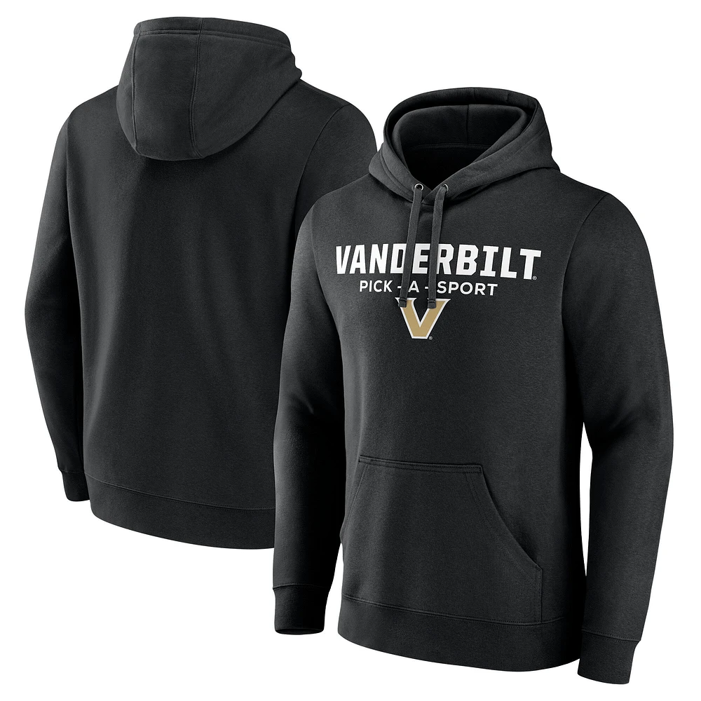 Men's Black Vanderbilt Commodores Authentic Pick-A-Sport Pullover Hoodie
