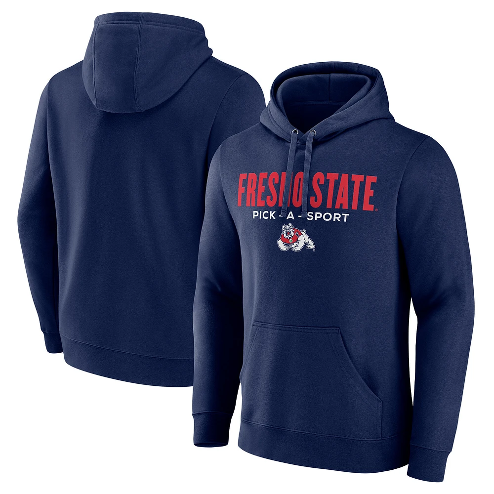 Men's Navy Fresno State Bulldogs Authentic Pick-A-Sport Pullover Hoodie