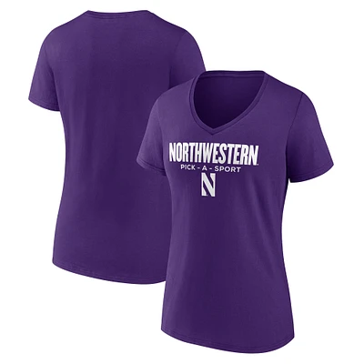 Women's Purple Northwestern Wildcats Authentic Pick-A-Sport V-Neck T-Shirt