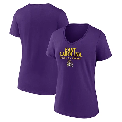 Women's Purple ECU Pirates Authentic Pick-A-Sport V-Neck T-Shirt