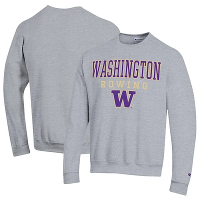 Men's Champion Gray Washington Huskies Rowing Eco Powerblend Pullover Sweatshirt