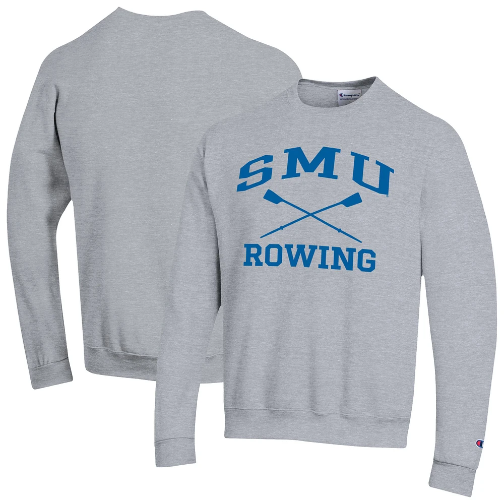 Men's Champion Gray SMU Mustangs Rowing Eco Powerblend Pullover Sweatshirt