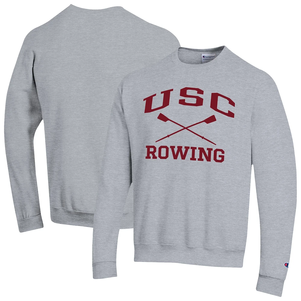 Men's Champion Gray USC Trojans Rowing Eco Powerblend Pullover Sweatshirt
