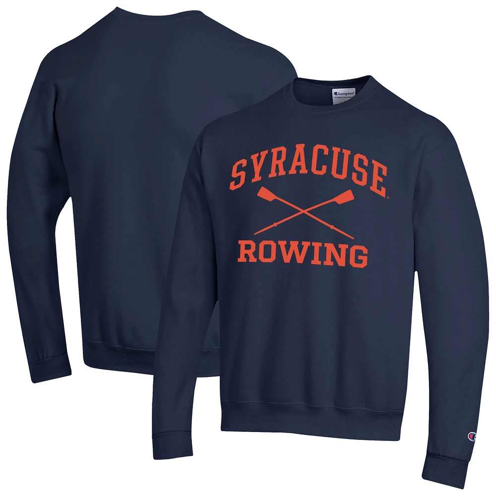Men's Champion Navy Syracuse Orange Rowing Eco Powerblend Pullover Sweatshirt
