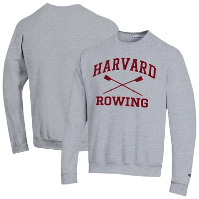 Men's Champion Gray Harvard Crimson Rowing Eco Powerblend Pullover Sweatshirt