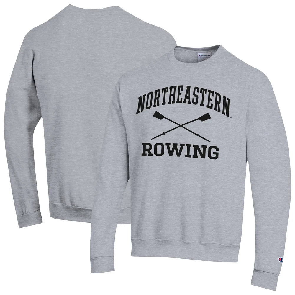Men's Champion Gray Northeastern Huskies Rowing Eco Powerblend Pullover Sweatshirt
