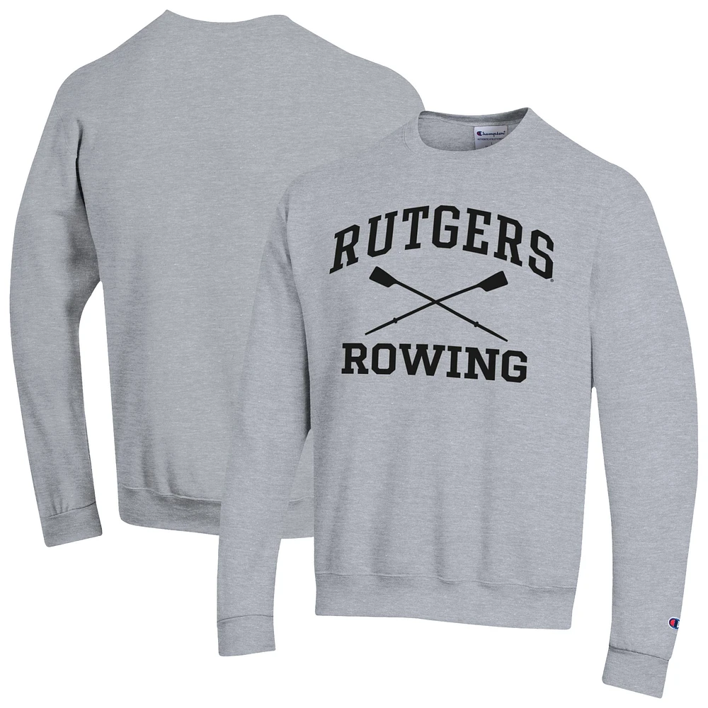 Men's Champion Gray Rutgers Scarlet Knights Rowing Eco Powerblend Pullover Sweatshirt