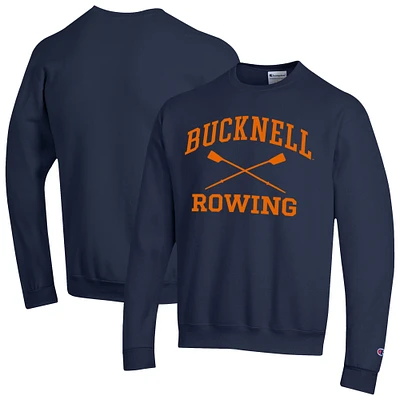 Men's Champion Navy Bucknell Bison Rowing Eco Powerblend Pullover Sweatshirt