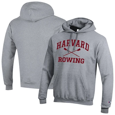 Men's Champion Gray Harvard Crimson Rowing Eco Powerblend Pullover Hoodie