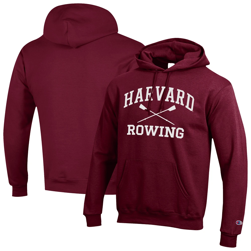 Men's Champion Crimson Harvard Rowing Eco Powerblend Pullover Hoodie