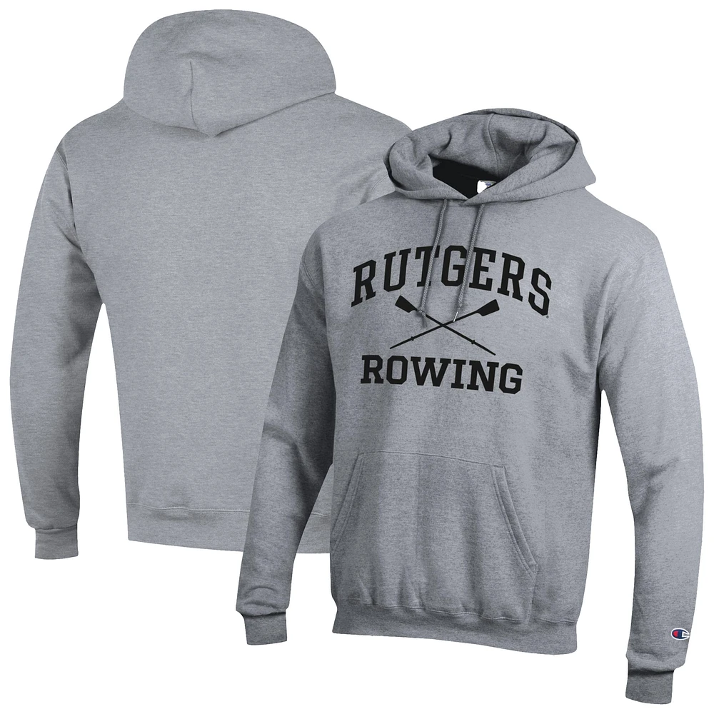 Men's Champion Gray Rutgers Scarlet Knights Rowing Eco Powerblend Pullover Hoodie