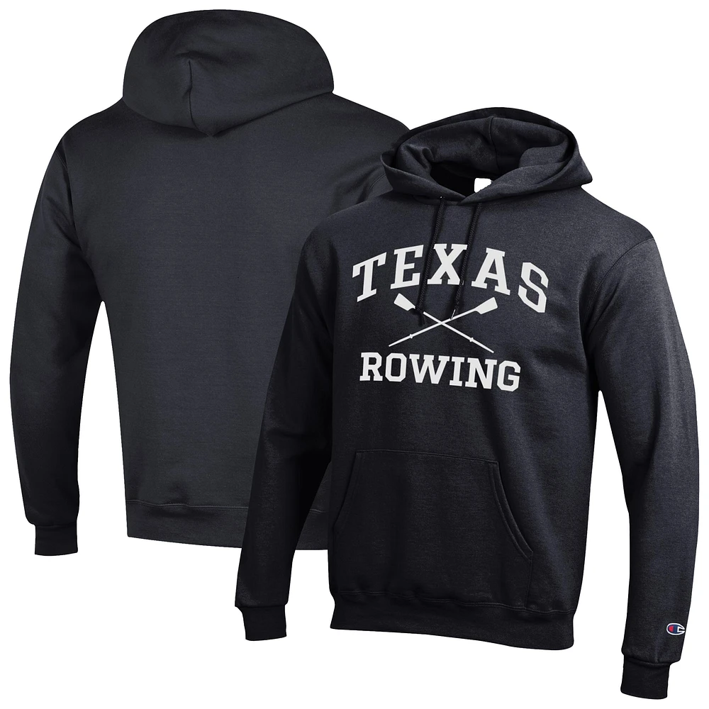 Men's Champion Black Texas Longhorns Rowing Eco Powerblend Pullover Hoodie