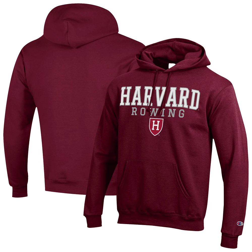 Men's Champion Maroon Harvard Crimson Rowing Eco Powerblend Pullover Hoodie