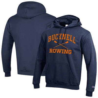 Men's Champion Navy Bucknell Bison Rowing Eco Powerblend Pullover Hoodie
