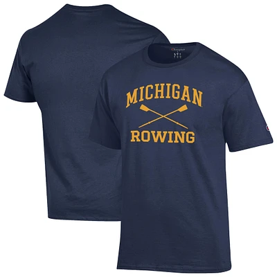 Men's Champion Navy Michigan Wolverines Rowing Jersey T-Shirt