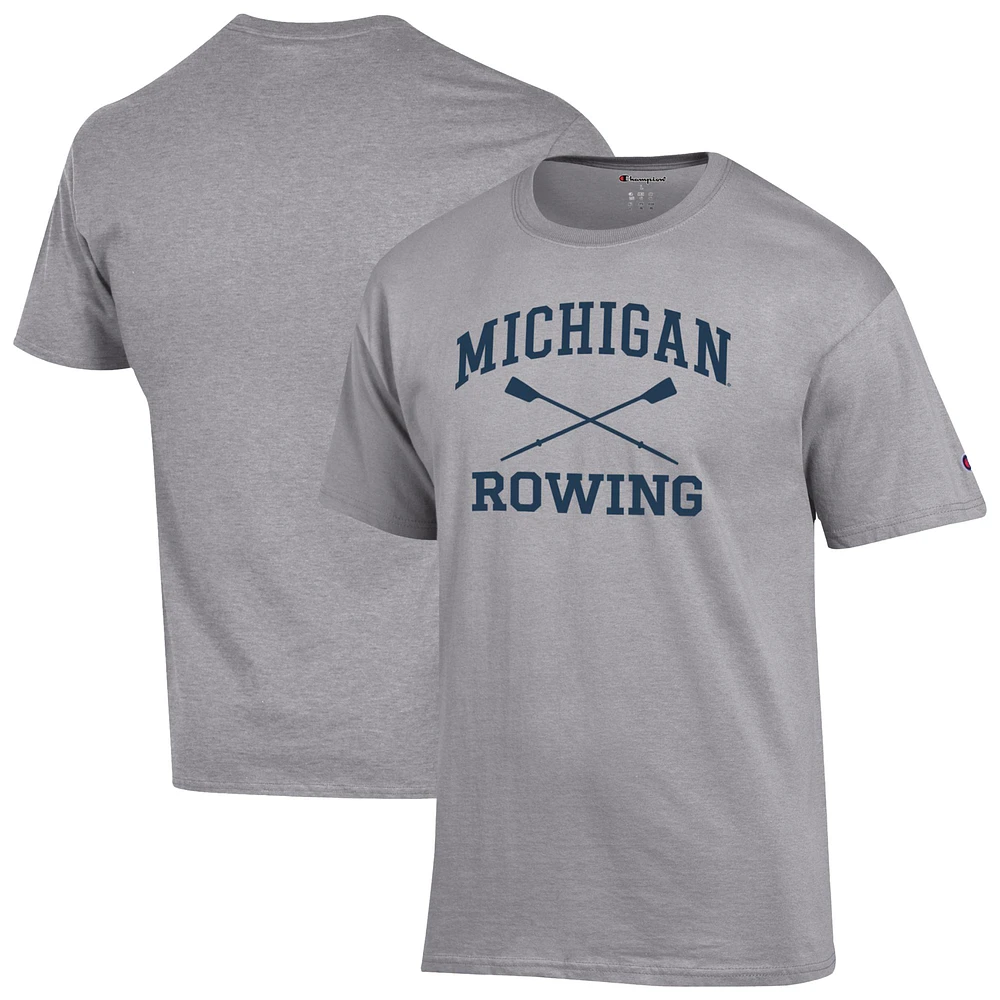 Men's Champion Gray Michigan Wolverines Rowing Jersey T-Shirt