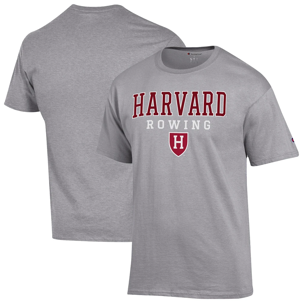 Men's Champion Gray Harvard Crimson Rowing Jersey T-Shirt