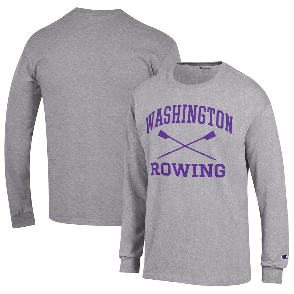 Men's Champion Gray Washington Huskies Rowing Oars Long Sleeve T-Shirt