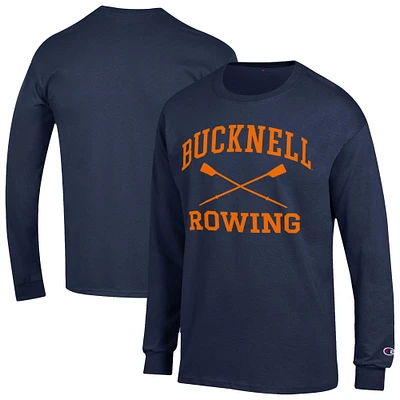 Men's Champion Navy Bucknell Bison Rowing Jersey Long Sleeve T-Shirt