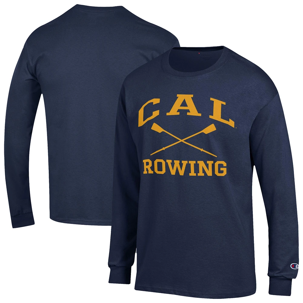 Men's Champion Navy Cal Bears Rowing Jersey Long Sleeve T-Shirt