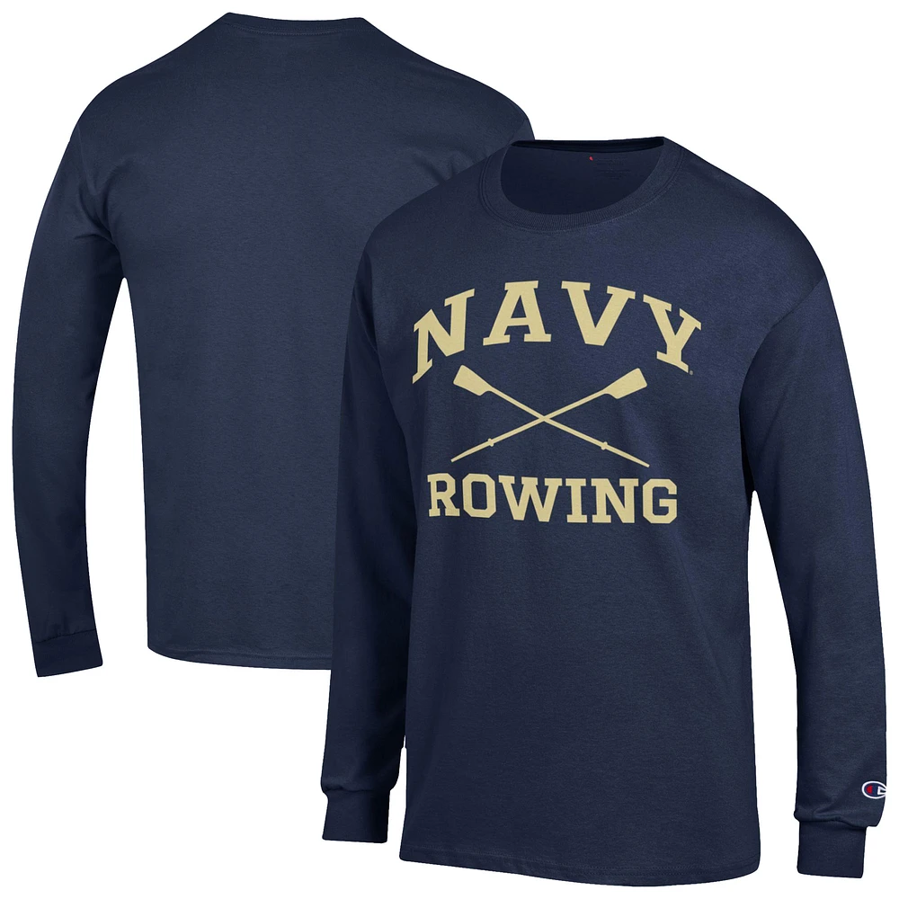 Men's Champion Navy Midshipmen Rowing Jersey Long Sleeve T-Shirt