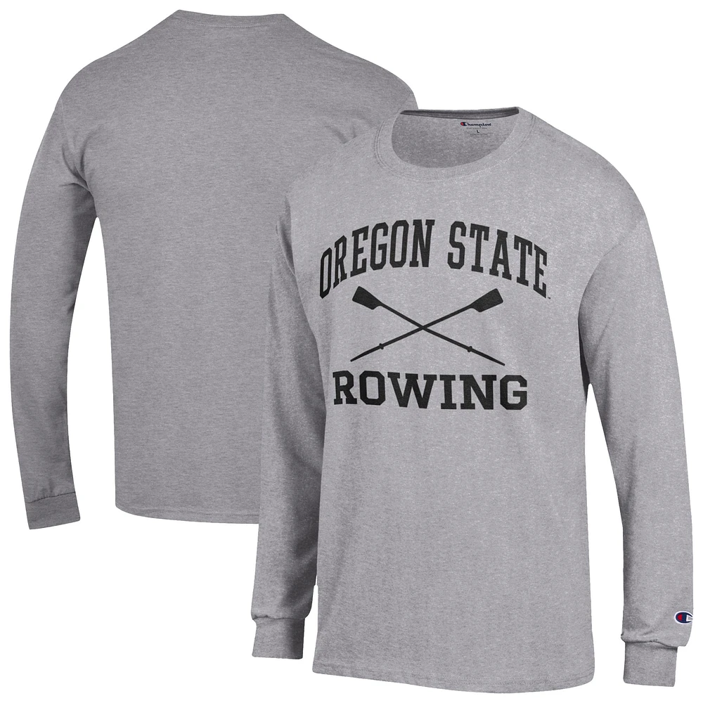 Men's Champion Gray Oregon State Beavers Rowing Jersey Long Sleeve T-Shirt